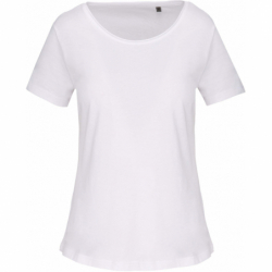 T-shirt Bio col à bords francs manches courtes femme