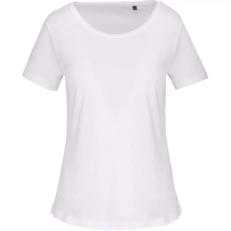 T-shirt Bio col à bords francs manches courtes femme