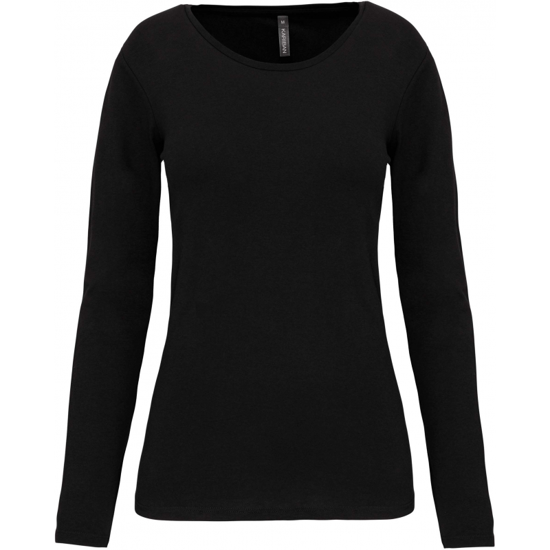 T-shirt col rond manches longues femme Elasthanne