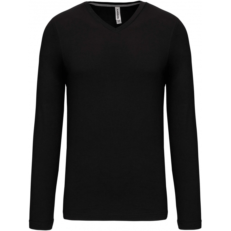 T-shirt col V manches longues