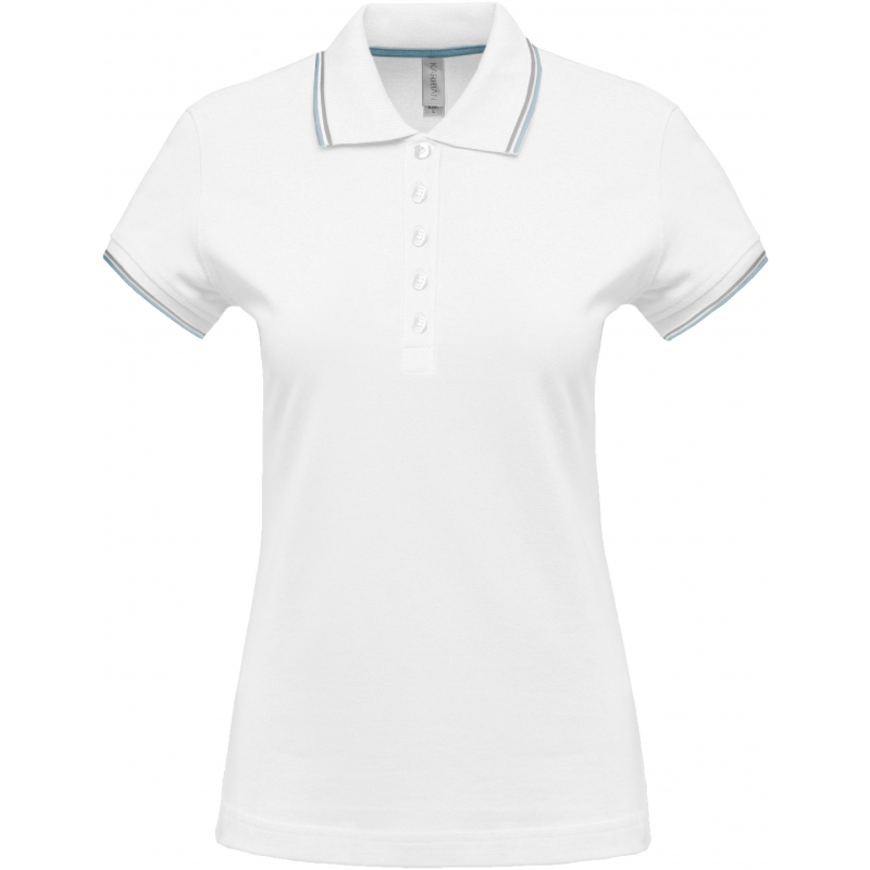 Polo manches courtes femme contrasté