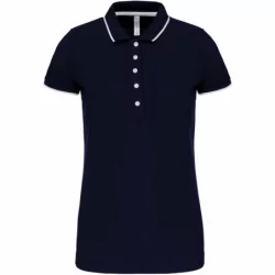 Polo maille piquée manches courtes femme