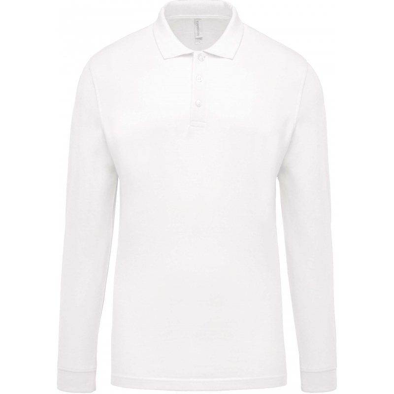 Polo piqué manches longues homme