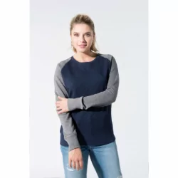 Sweat-shirt Bio bicolore col rond manches raglan femme