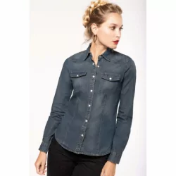 Chemise denim manches longues femme