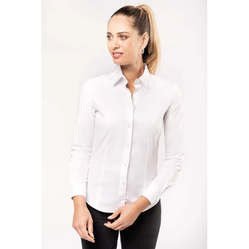 Chemise coton / élasthanne manches longues femme