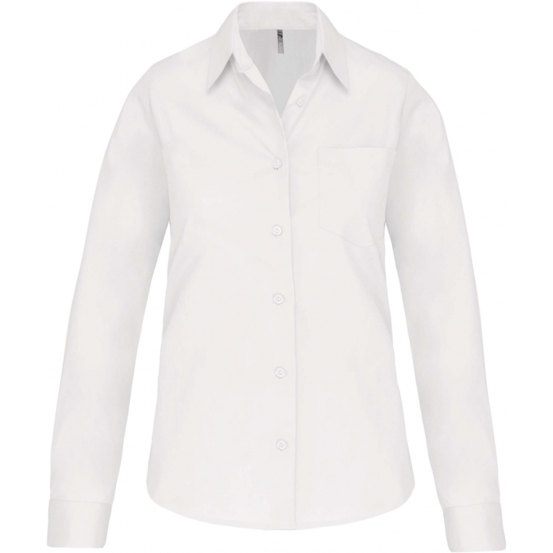 Chemise popeline manches longues femme - bas arrondi