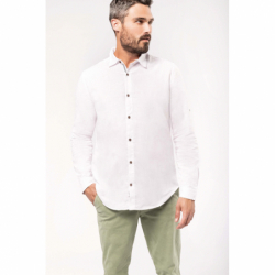 Chemise lin et coton manches longues homme