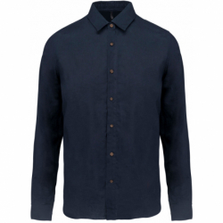 Chemise lin et coton manches longues homme