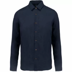 Chemise lin et coton manches longues homme