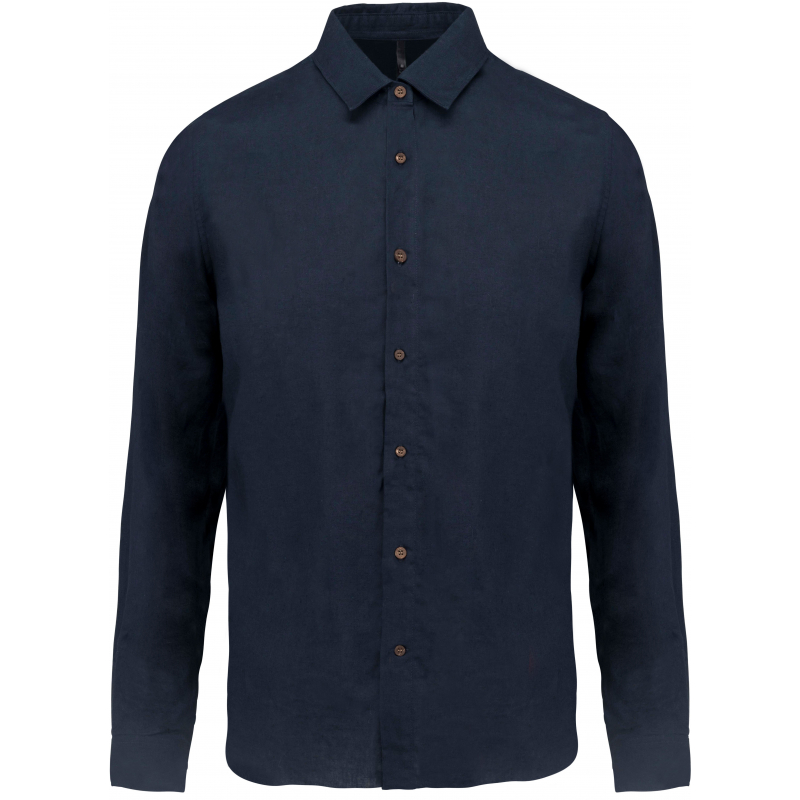 Chemise lin et coton manches longues homme