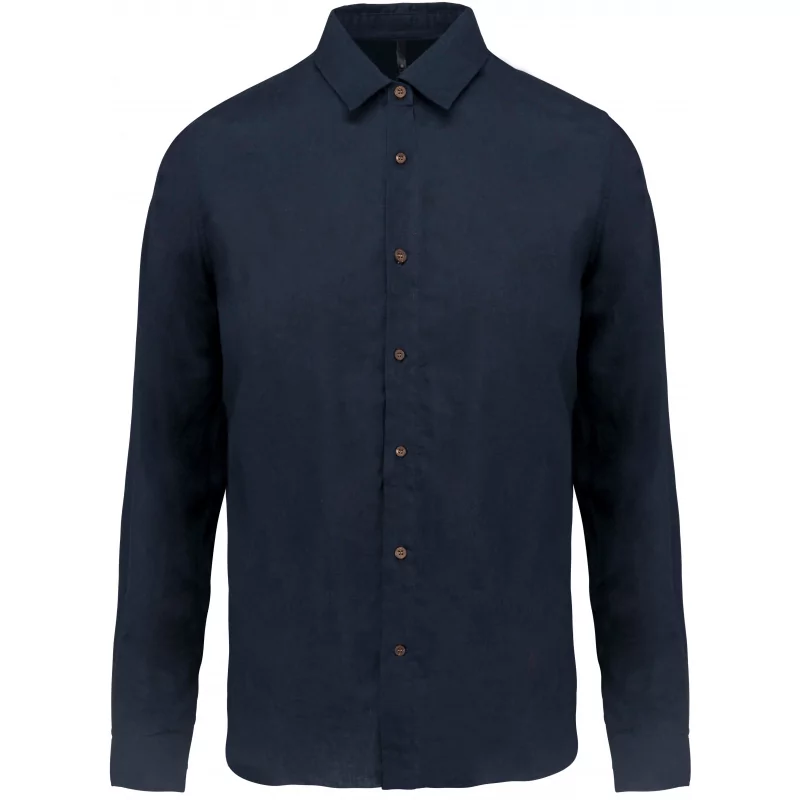 Chemise lin et coton manches longues homme