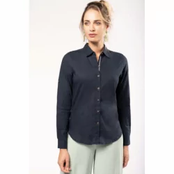 Chemise lin et coton manches longues femme