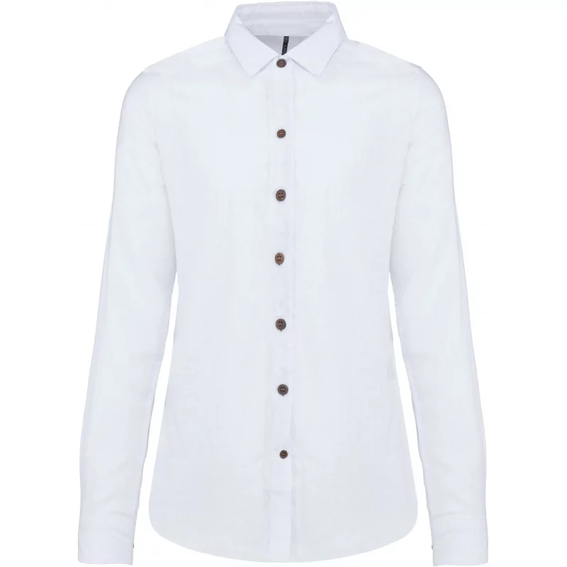 Chemise lin et coton manches longues femme