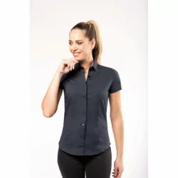 Chemise coton / élasthanne manches courtes femme