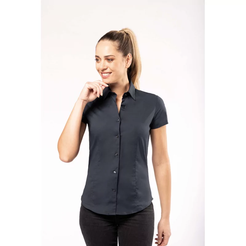 Chemise coton / élasthanne manches courtes femme