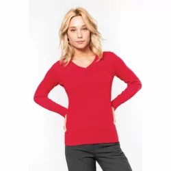 Pull col V femme