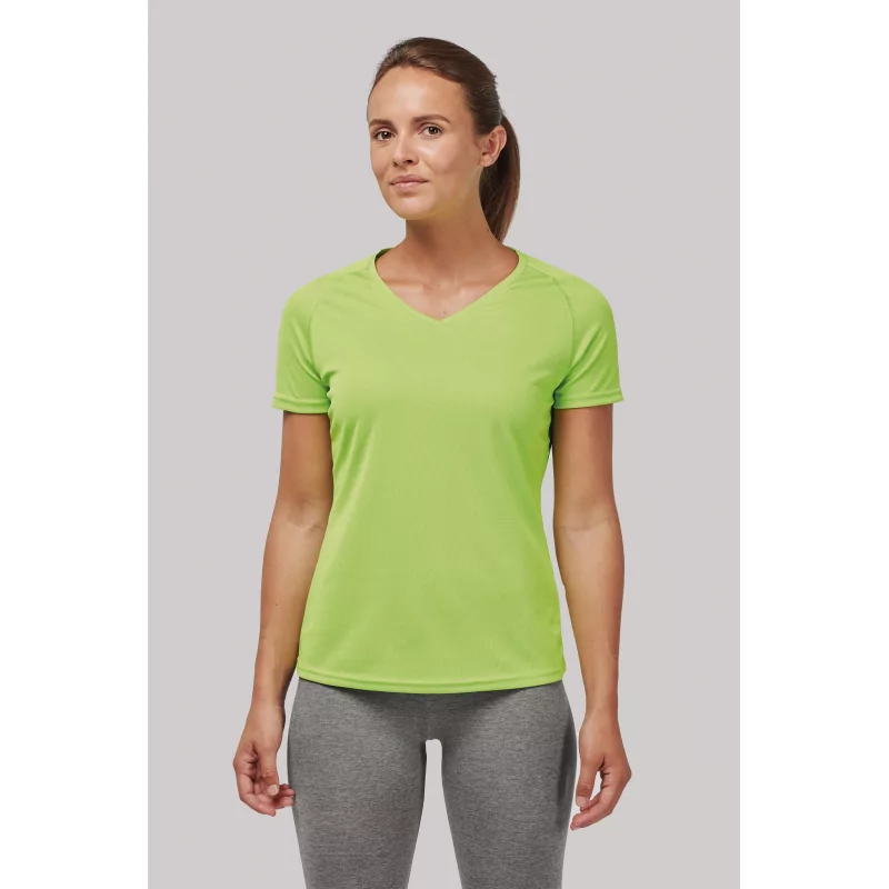 T-shirt de sport manches courtes col v femme